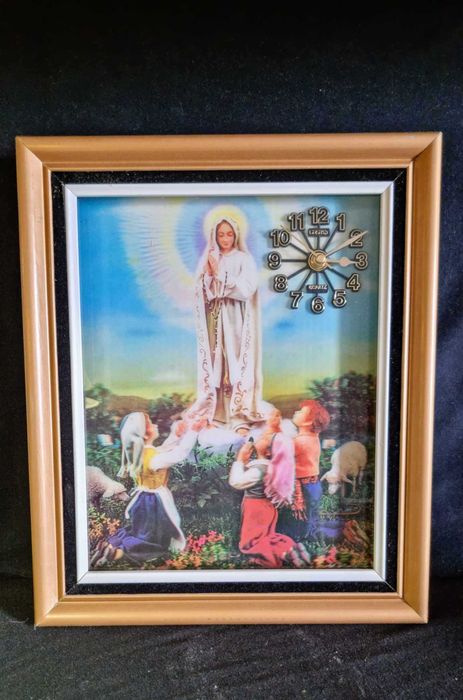 Quadro Nª Srª de Fátima, com relógio