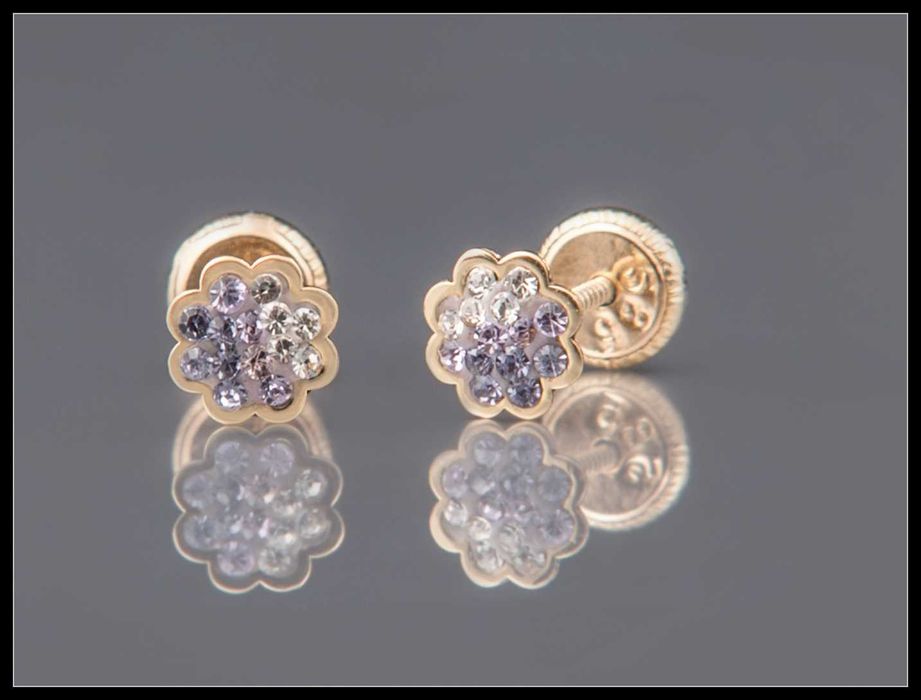 Złote kolczyki dla dziewczynki z kryształkami Swarovskiego