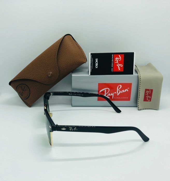 Солнцезащитные очки Ray Ban Clubmaster 3016 Gold-Green 51мм стекло
