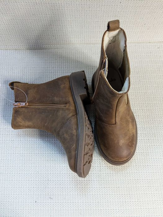 Clarks Astrol Orin botki sztyblety skórzane brązowe rozm. 24
