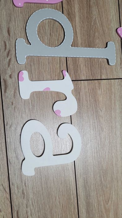Drewniane literki- imię dziecka, ozdoba 3D Sandra