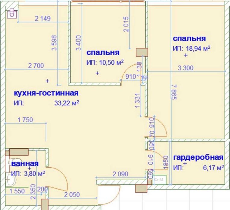 ЖК Виа Рома. 73  м. Кухня гостиная и 2 комн. Мебель, техника. Таирова