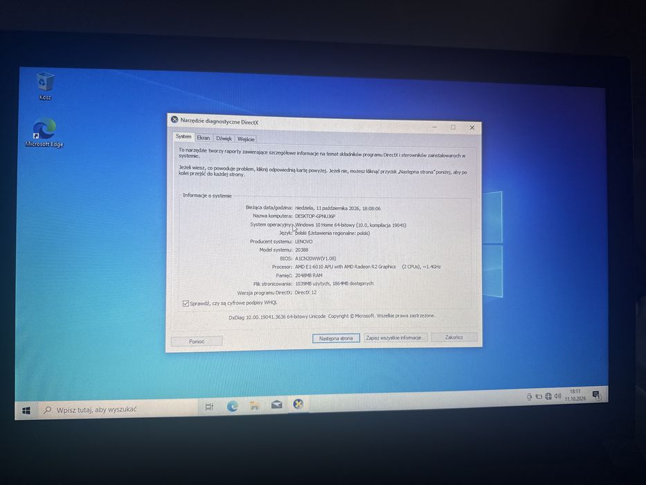 Laptop lenovo windows 10