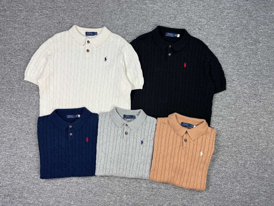 Вязане поло Ralph Lauren поло Ральф Лорен унісекс чорне біле синє сіре бежеве футболка поло чоловіче жіноче polo ralph lauren knit