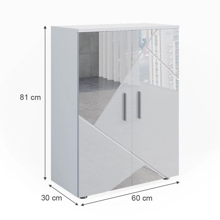 Szafka Midi Vicco Irma 60 × 81 cm – biały wysoki połysk