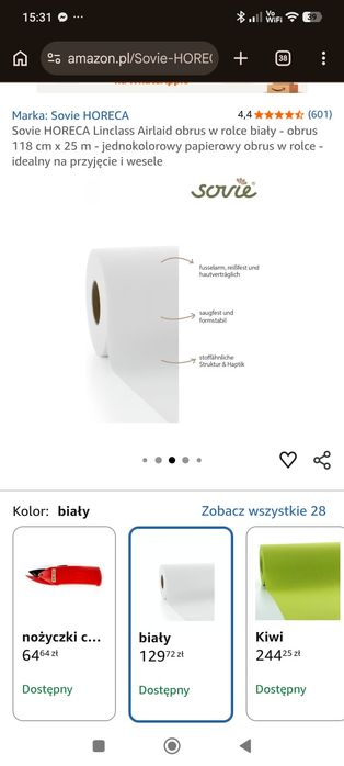 Rolka  obrusu białego