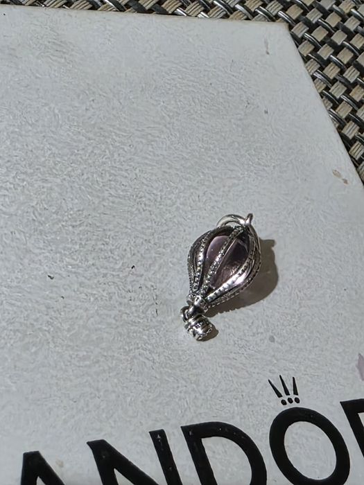 Balon charms liliowy pudrowy róż szkło murano srebro s925