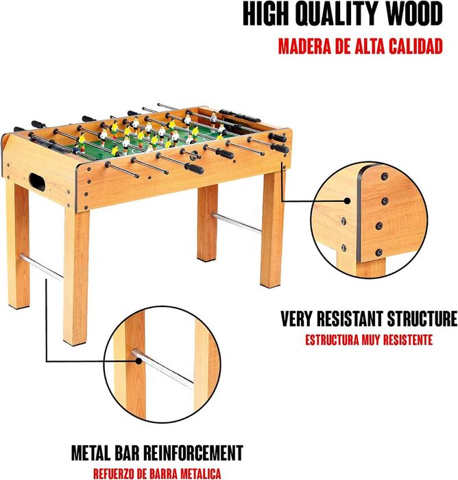 Mesa de matraquilhos em madeira 121 x 61 x 79 cm com duas bolas - NOVO