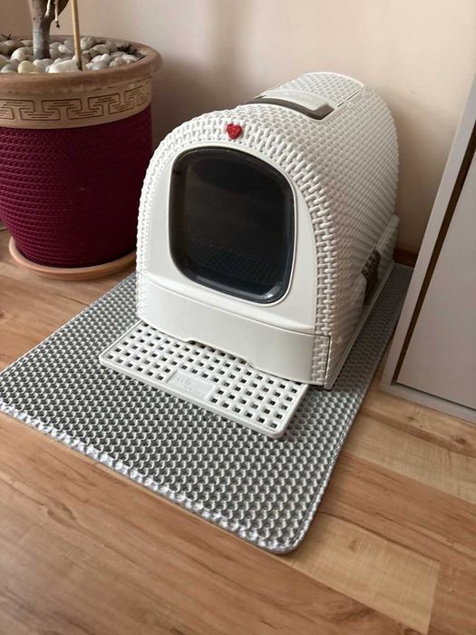 Mata pod kuwetę 75x55 dwuwarstwowa podkładka dla kota szara
