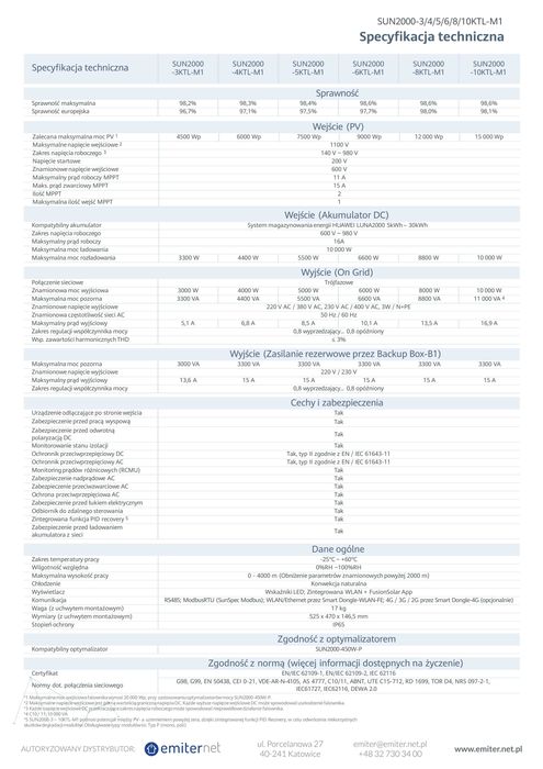 Falownik Huawei Hybrydowy SUN2000-6KTL-M1-HC 6kW 2xMPPT 10,1A 3-Fazowy