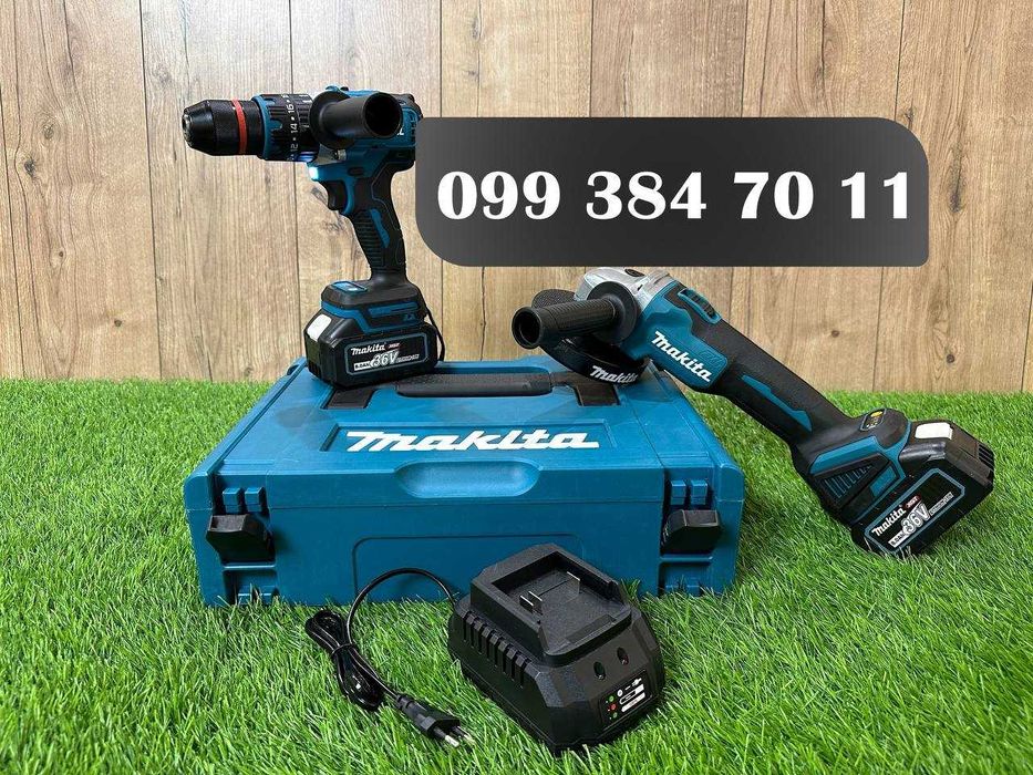 Набір 2в1 Makita Аккумуляторний Болгарка Шуруповерт DGA504 - DHP485BL