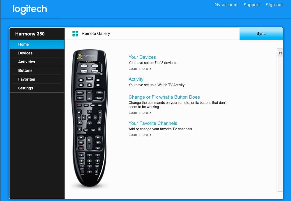Pilot Logitech Harmony 350 do wielu urzadzen USB/IrDa
