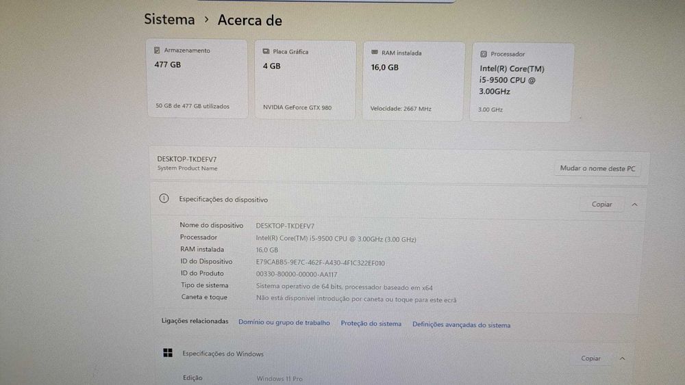 Computador Asus Z370, i5 9500, 16GB DDR4, Disco SSD 512, HDD 500, Asus Strix 980 OC