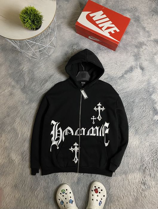 Продам мужскую зип худи черная с крестами Boohoo