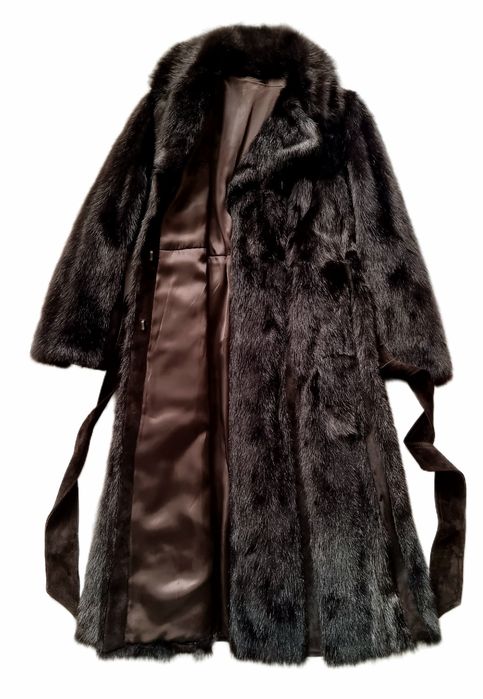 Розкішна шуба з натурального хутра ханорика та замші