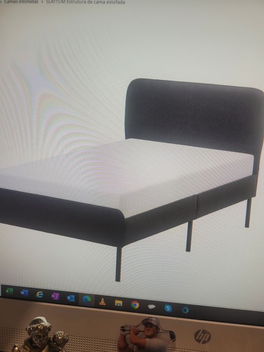 estrutura de cama estofada cinza 90X200cm