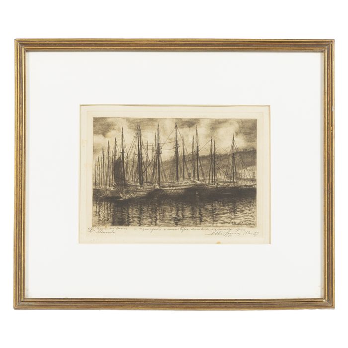 Pintura - Alberto Augusto de Souza - Barcos no Douro (assinada)