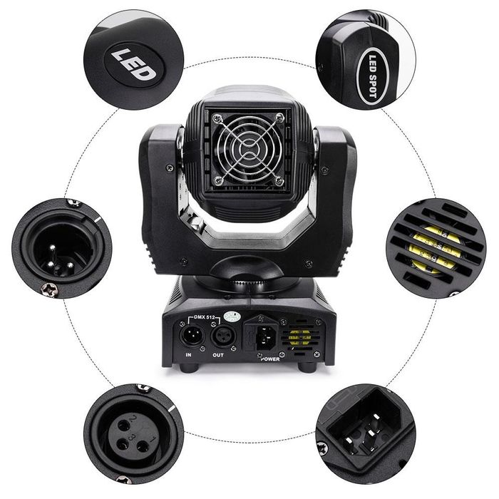 Oświetlenie sceniczne Ruchoma głowa LED DMX 512 RGBW 60W - NOWA