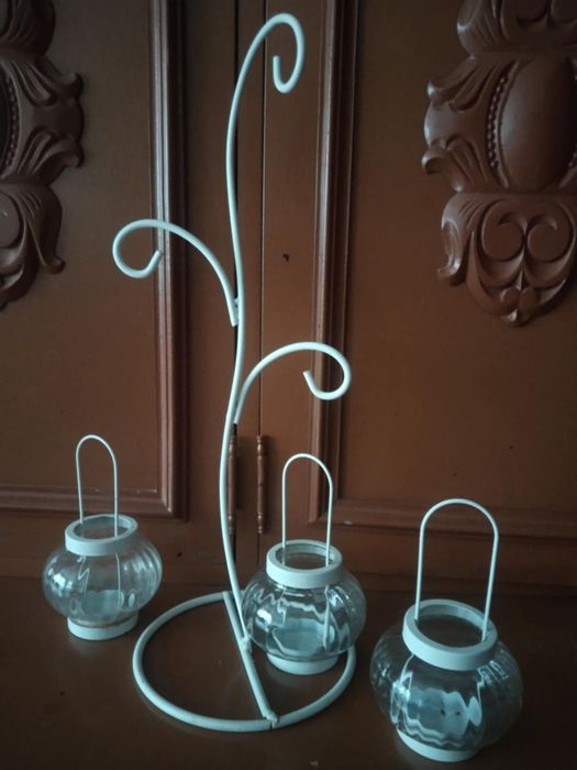 Lampion na stojaku, latarenki, 42 cm