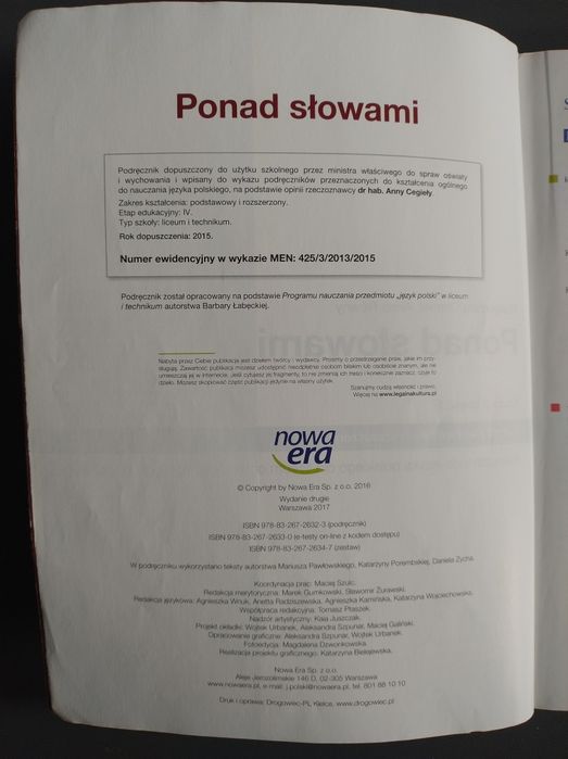 Ponad słowami 2 część 1 zakres podstawowy i rozszerzony liceum i techn