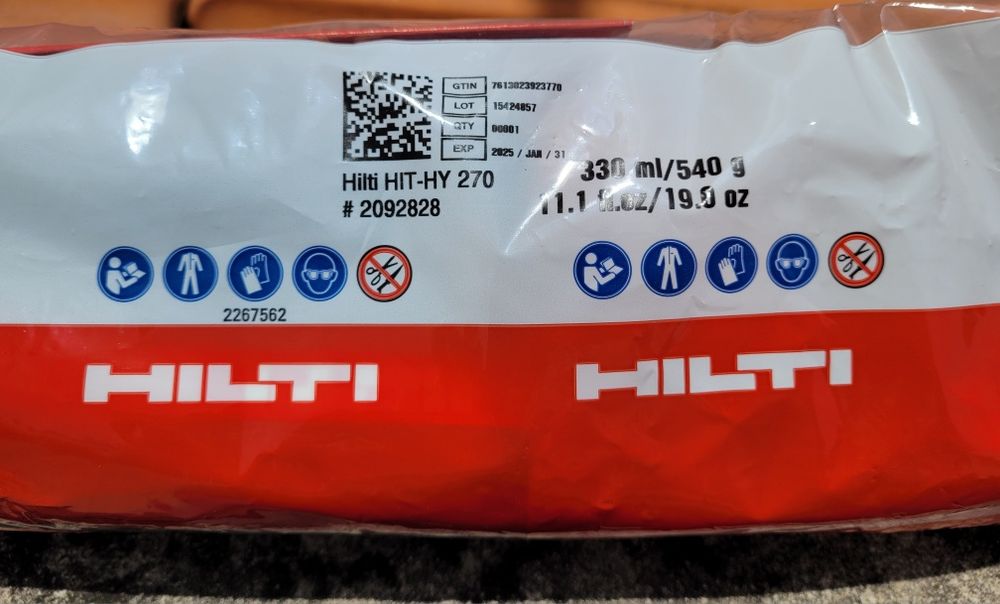 Kit Bucha Química Tijolo Hilti HIT-HY 270