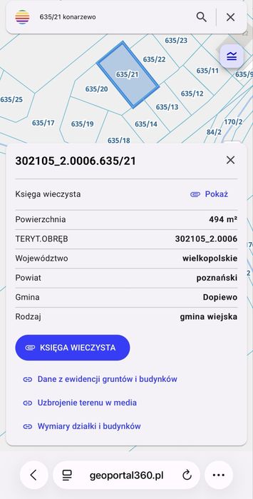 Działka Konarzewo 473 m z WZ