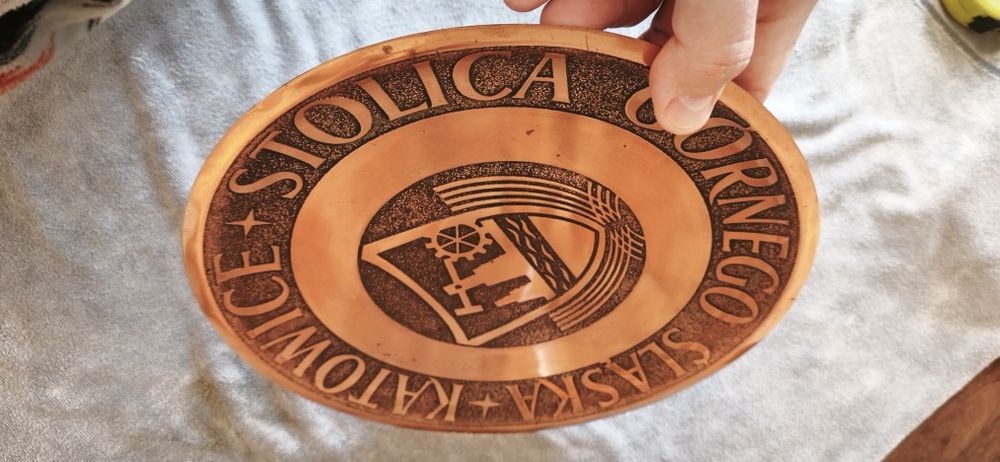 Talerz okolicznościowy Katowice Stolica Górnego Śląska miedź PRL