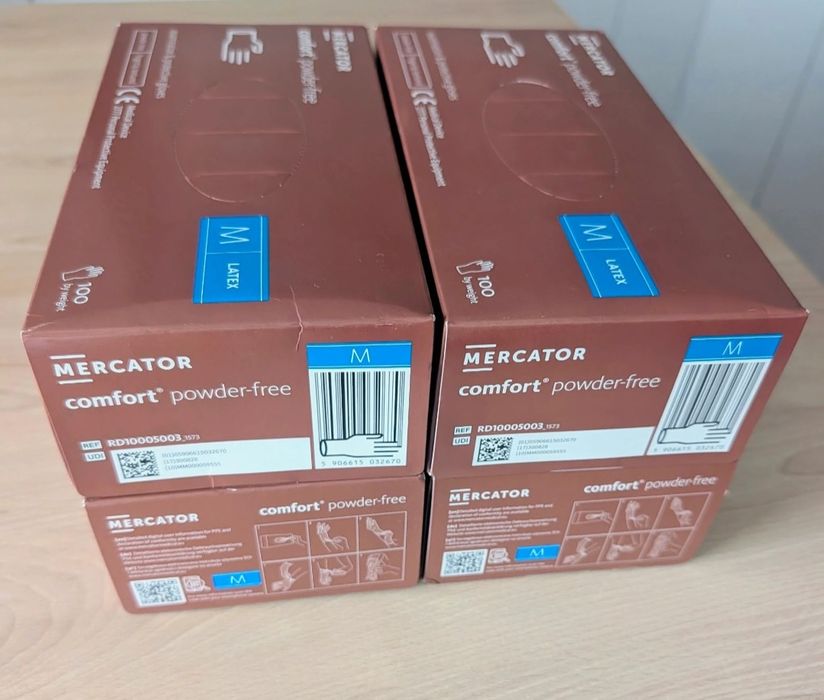 Rękawiczki lateksowe Mercator Comfort M 400 szt bezpudrowe