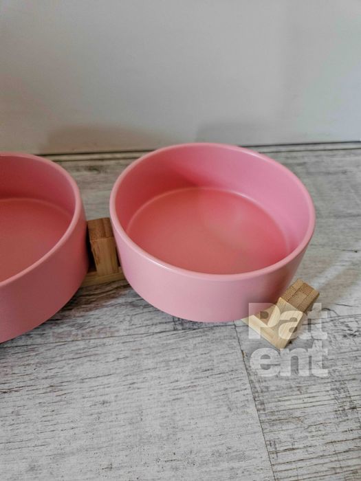 Miski ceramiczne dla psa kota zestaw 2 sztuki x 400 ml różowe