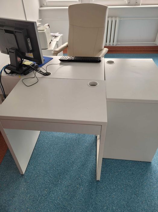 Biurka IKEA MICKE – 2 sztuki, białe, z szufladą