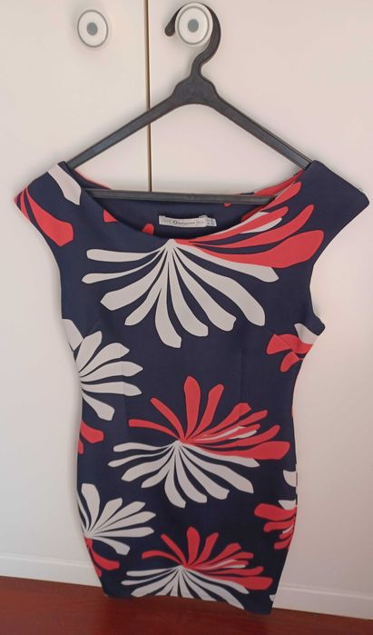 Vestido Oxygene - Azul, rosa e branco - S / 34