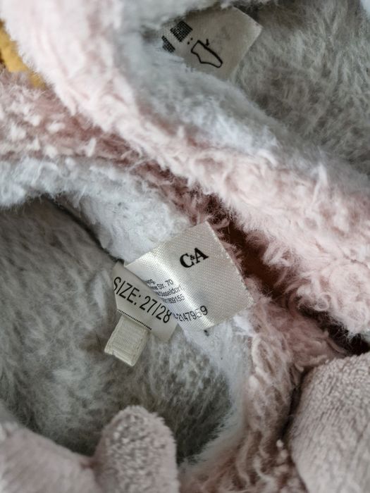 Różowe papcie z uszkami r.27/28 C&A