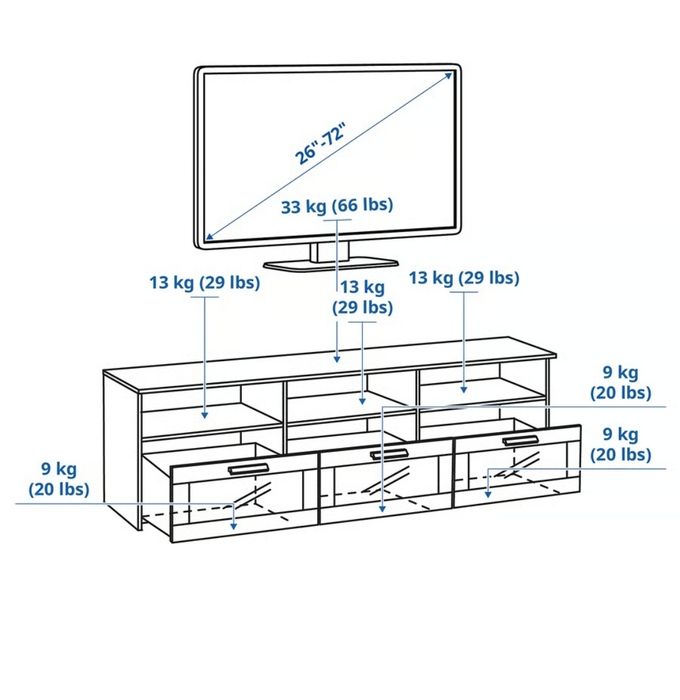 Movel de TV branco com gavetas
