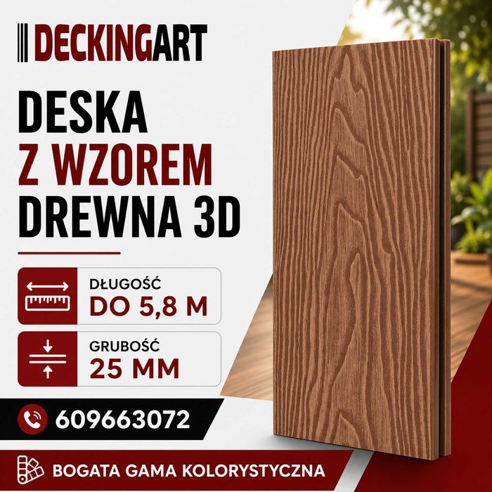Deska kompozytowa WZÓR DREWNA 3D 25mmWARSZAWA próbki gratis PROMOCJA