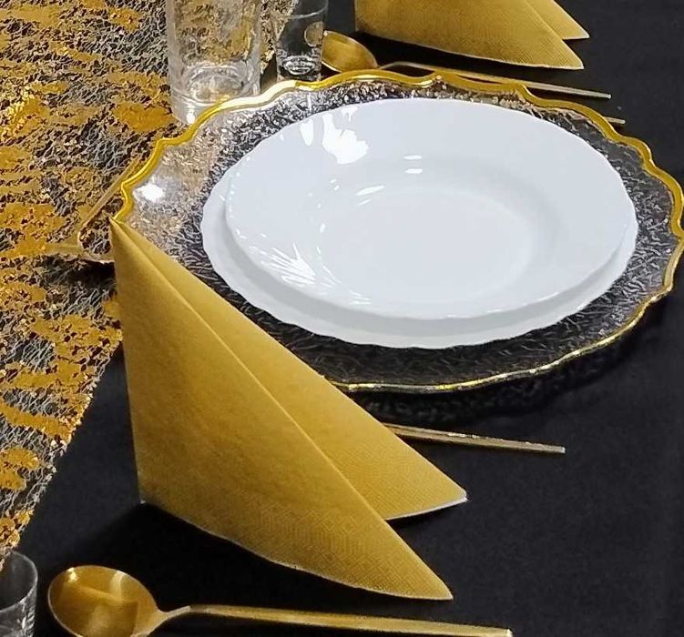 Zestaw złotych sztućców podtalerze, 30 kompletów lub na sztuki