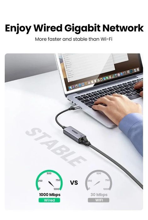 Мережевий адаптер, адаптер-перехідник Ugreen CM199 USB-C to Gigabit Ethernet Adapter