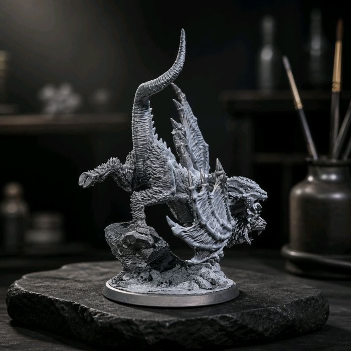Chimera Legendarna Bestia figurka 32mm 14K zgodna z DnD RPG Pathfinder