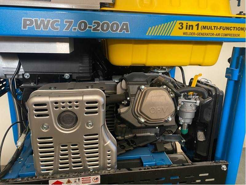 MOCNY Agregat prądotwórczy SWEDIC  5,5 kW + Sprężarka + Spawarka 200A