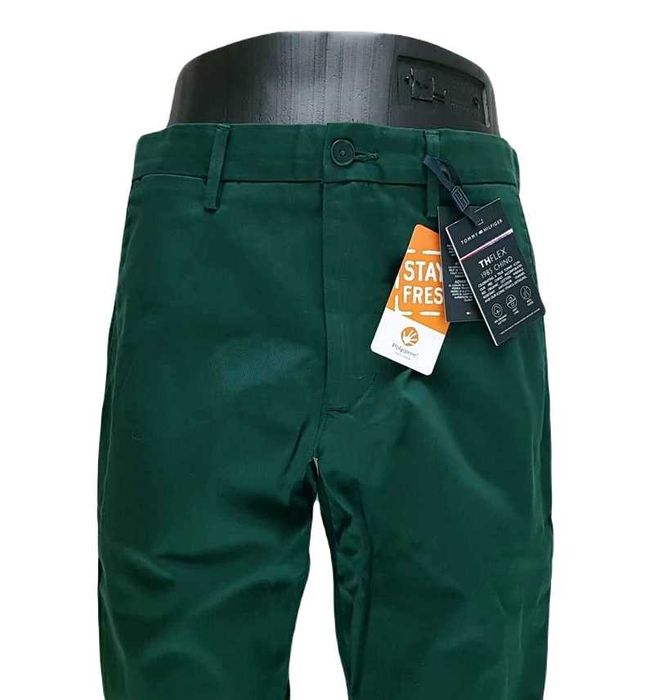 Męskie spodnie Tommy Hilfiger Denton Chino zielone nowe oryg. -W32/L34