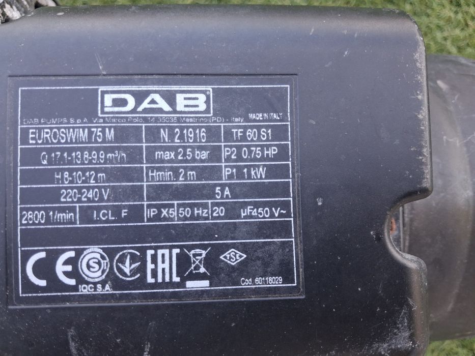 Bomba piscina 1kw 0,75cv