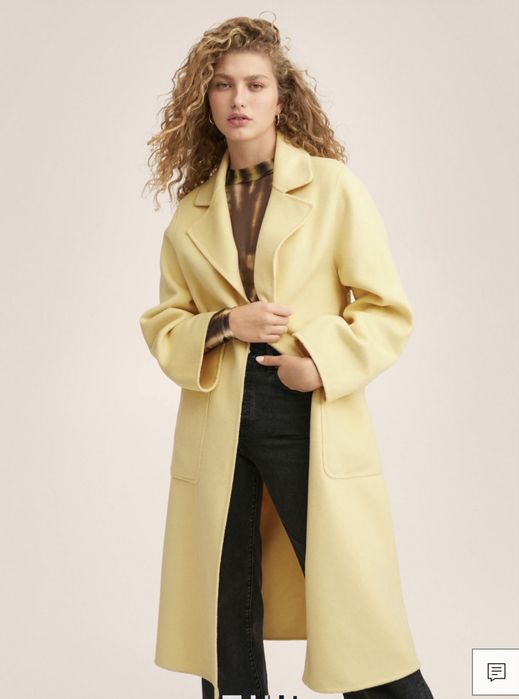 Пальто легке з поясом жовте демісезонне mango