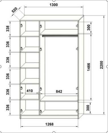 Шафа розпашна  130х52х220см (в наявності в упаковці на складі )