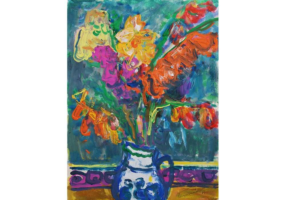 Глущенко Николай Петрович (101-1977) Цветы гладиолусы 1971г. 48*35 см