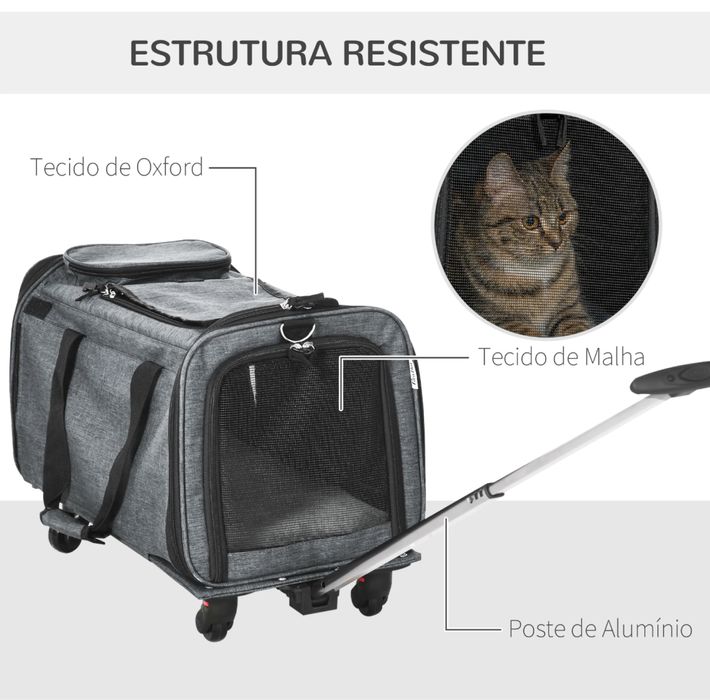 Transportadora para cão com rodas - PORTES GRÁTIS