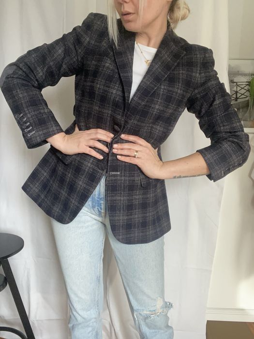 Żakiet w kratę wełna