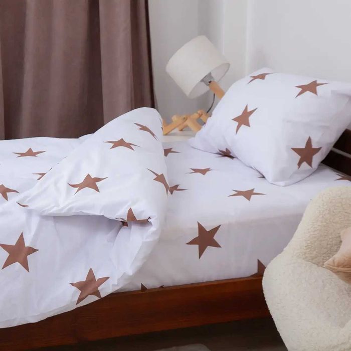 Постільна білизна односпальна підліткова Зірки (шоколадні), 50x70