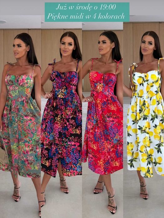 Sukienka wzory,na guziki.midi