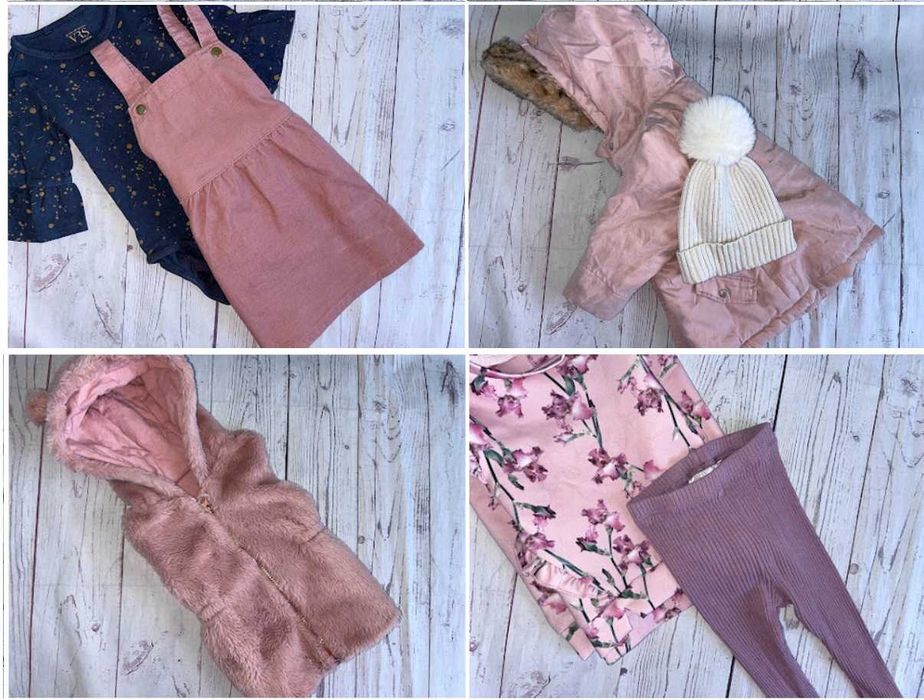 r.86-92 MEGA PAKA 61szt ZESTAW UBRANEK dla córci dziewczynki PEREŁKI