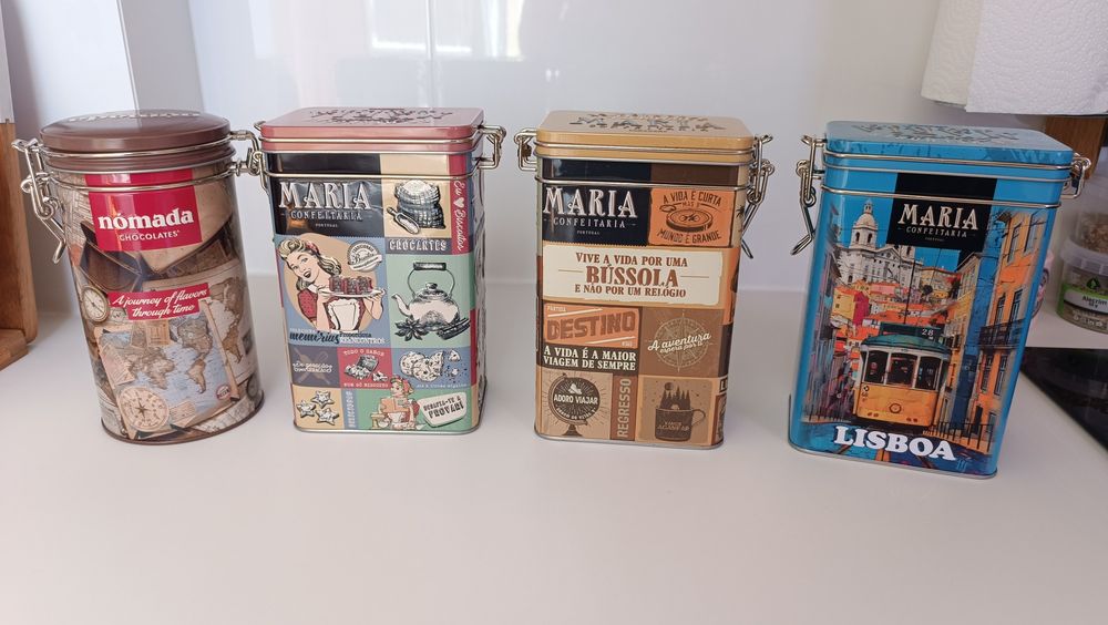 Conjunto de 4 caixas de metal para cozinha