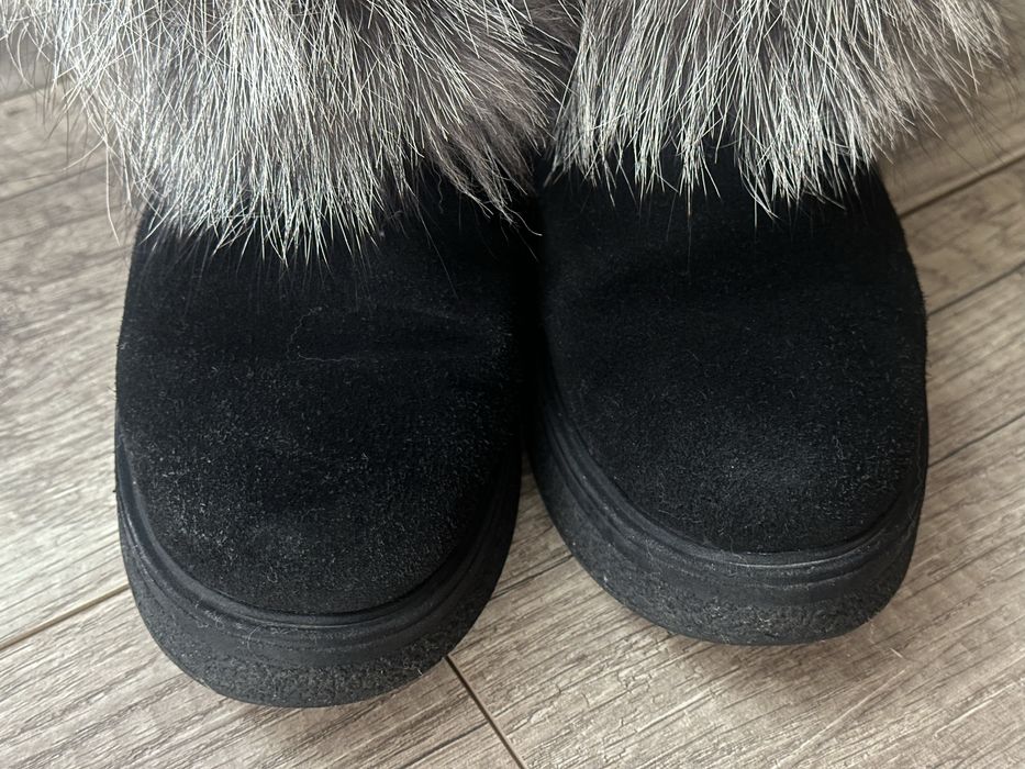 Жіночі зимові сапожки натуральна замша хутро чорнобурки